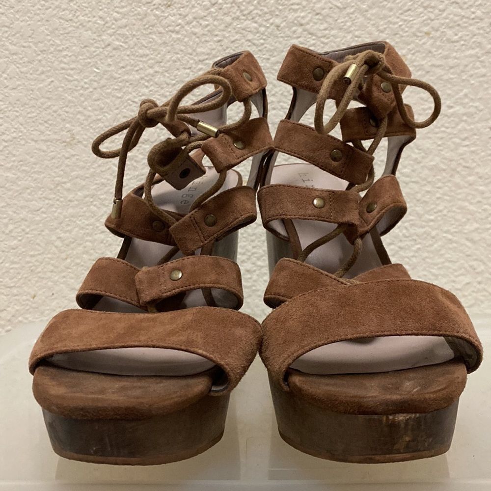 Hinge Wood Heel Lace up Sandal 8.5 - Picture 5 of 8